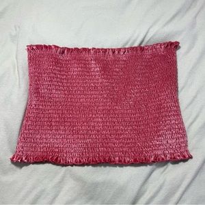 Velour Crop Tube Top with Lettuce Trim